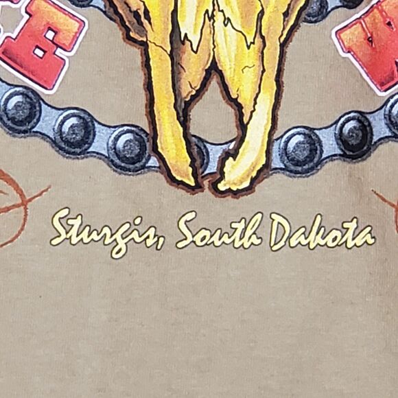 VTG STURGIS MENS TEE T-SHIRT LG COW SKULL BIKER WESTERN COWBOY TRIBAL HARLEY - Picture 4 of 10